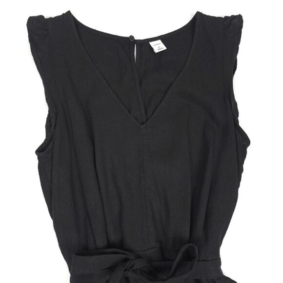 OLD NAVY Linen Minimal Boho Belted Flutter Sleeve Romper Black Jack Womens XS - Picture 4 of 8